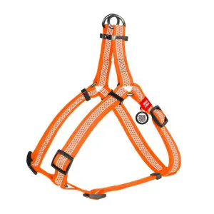 Шлея для собак водостійка WAUDOG Waterproof, з QR-паспортом, світловідбиваюча, металева пряжка-фастекс, S, Ш 15 мм, Д 40-55 см помаранчевий