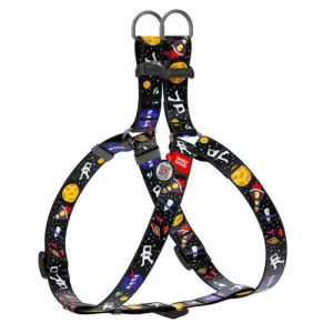 Шлея для собак WAUDOG Nylon з QR паспортом, малюнок "NASA", пластиковий фастекс, Ш 15 мм, Дов 40-55 см