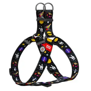Шлея для собак WAUDOG Nylon з QR паспортом, малюнок "NASA", пластиковий фастекс, XL, Ш 35 мм, А=В 70-100 см