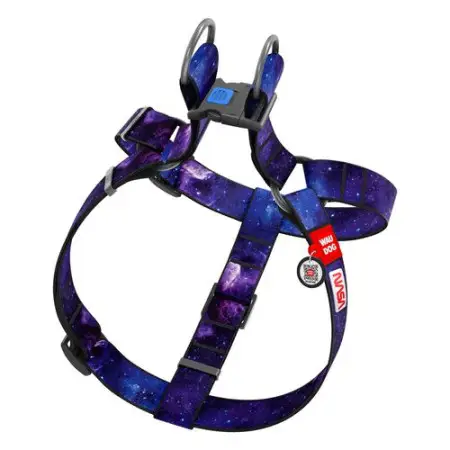 Шлея для собак WAUDOG Nylon з QR паспортом, малюнок "NASA21", пластиковий фастекс, XL, Ш 35 мм, А=В 70-100 см