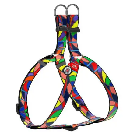Шлея для собак WAUDOG Nylon з QR паспортом, малюнок "Вітраж", пластиковий фастекс, Ш 20 мм, Дов 50-75 см