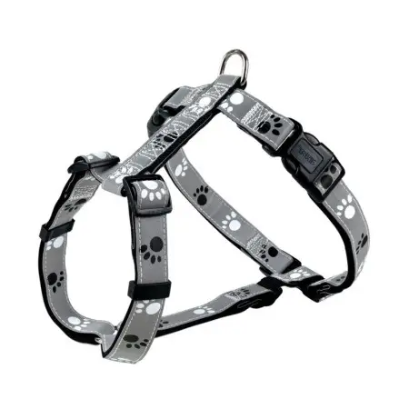 Шлея Trixie Silver Reflect для собак, с лапками, светоотражающая, M-L 50-75 см/25 мм (серая)