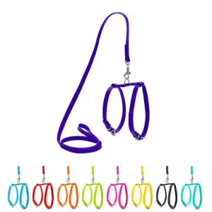 Шлея з повідцем для собак шкіряна WAUDOG Glamour з QR паспортом,  Ш 9 мм, А 20-30 см, В 30-40 см фіолетовий