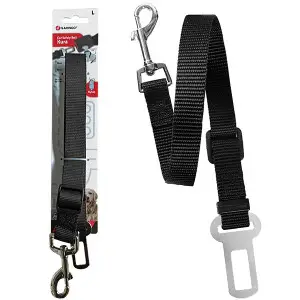 Flamingo Car Safety Belt Kura ФЛАМІНГО КУРА з’єднувач автомобільного ременя безпеки для собак , L, 55-85см х 25мм, Чорний