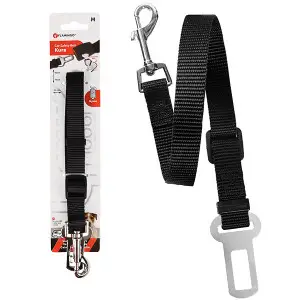 Flamingo Car Safety Belt Kura ФЛАМІНГО КУРА з’єднувач автомобільного ременя безпеки для собак , M, 45-70см х 20мм, Чорний
