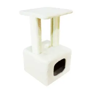 Когтеточка Lucky Pet дом "Грот Люкс" мех, белый 33x33x64см
