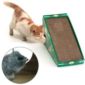 Flamingo Scratching Board ФЛАМІНГО похильна картонна кігтеточка з мишкою для котів , 59х21х32 см