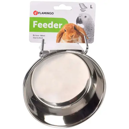 Flamingo Feeder With Hook ФЛАМІНГО ГОДІВНИЦЯ НАВІСНА з гачками для кроликів, великих папуг , 15 см, 980 мл