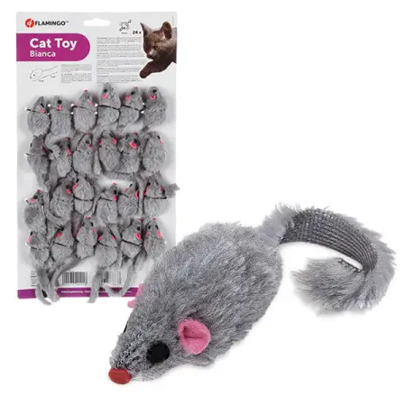 Flamingo Furry Mouse Grey ФЛАМІНГО МИША СІРА іграшка з брязкальцем і котячою м’ятою для котів