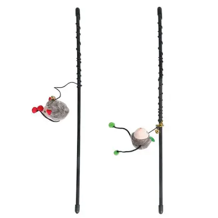 Flamingo Rod With Mouse ФЛАМІНГО вудка дражнилка з мишкою, іграшка для котів