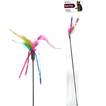 Flamingo Teaser Feathers ФЛАМІНГО ДРАЗНИЛКА з кольоровим пір’ям, іграшка для котів