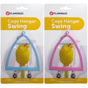 Flamingo Swing+Abacus+Bell ФЛАМІНГО ГОЙДАЛКА з дзвіночком та рахівницею іграшка для птахів