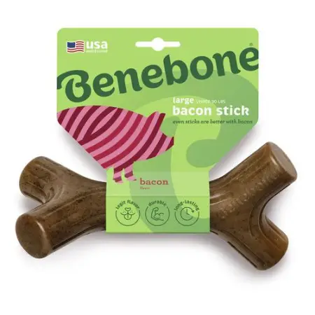 Benebone Bacon Stick іграшка міцна для гризіння Кленова гілка, зі смаком бекону, розмір LARGE, для собак вагою до 40 кг