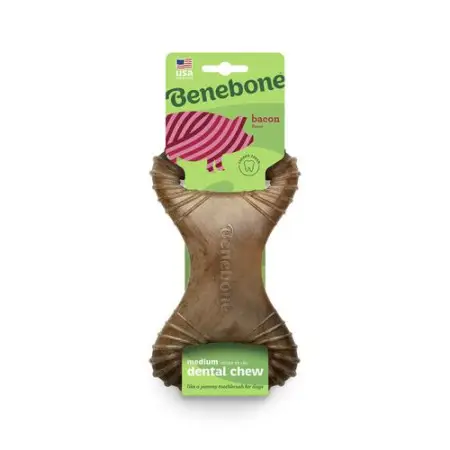Benebone Dental Chew Bacon іграшка міцна для гризіння Дентал кістка, зі смаком бекону, розмір MEDIUM, для собак вагою до 27 кг
