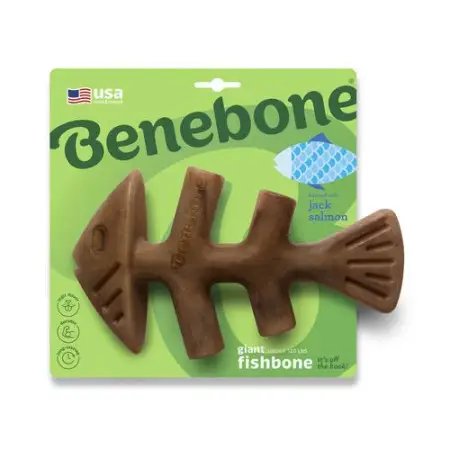 Benebone Fishbone Salmon іграшка міцна для гризіння Рибна кістка, зі смаком лосося, розмір GIANT, для собак вагою до 54 кг