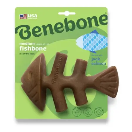 Benebone Fishbone Salmon іграшка міцна для гризіння Рибна кістка, зі смаком лосося, розмір MEDIUM, для собак вагою до 27 кг