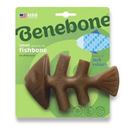 Benebone Fishbone Salmon іграшка міцна для гризіння Рибна кістка, зі смаком лосося, розмір SMALL, для собак вагою до 13 кг