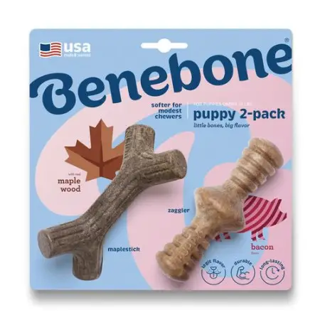 Benebone Puppy Pack набір з 2 іграшок для гризіння (Кленова гілка+Загглер), зі смаком клену + бекону, для цуценят вагою до 7 кг