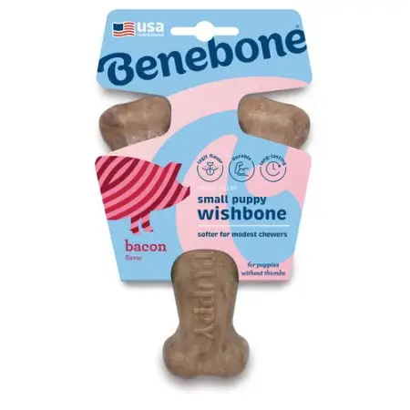 Benebone Puppy Wishbone Bacon іграшка для гризіння Важіль, зі смаком бекону, розмір SMALL, для цуценят вагою до 13 кг