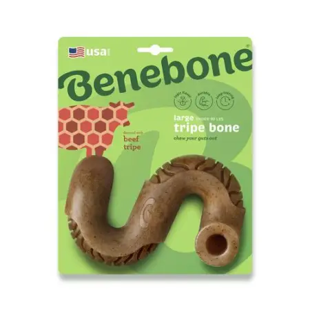 Benebone Tripe Bone Beef іграшка міцна для гризіння Черево, зі смаком яловичого рубця, розмір LARGE, для собак вагою до 40 кг