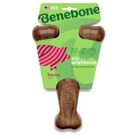 Benebone Wishbone Bacon іграшка міцна для гризіння Важіль, зі смаком бекону, розмір GIANT, для собак вагою до 54 кг
