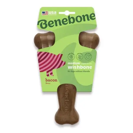 Benebone Wishbone Bacon іграшка міцна для гризіння Важіль, зі смаком бекону, розмір MEDIUM, для собак вагою до 27 кг