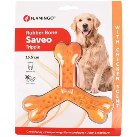 Flamingo Rubber Flexo Saveo Triple Bone Chicken ФЛАМИНГО САВЕО ТРОЙНАЯ КОСТЬ жевательная игрушка для собак, вкус курицы