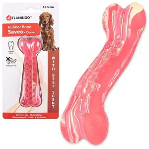 Flamingo Rubber Saveo Curved Bone Beef ФЛАМІНГО САВЕО ВИГНУТА КІСТКА жувальна іграшка для собак, смак яловичини 10,5х3,5 см