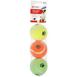Flamingo Smash Tennis Ball ФЛАМІНГО СМЕШ тенісний м’яч 6 см з пищалкою іграшка для собак, набор 3шт.
