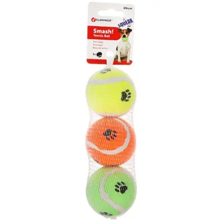 Flamingo Smash Tennis Ball ФЛАМИНГО СМЕШ теннисный мяч 6 см с пищалкой игрушка для собак, набор 3шт.