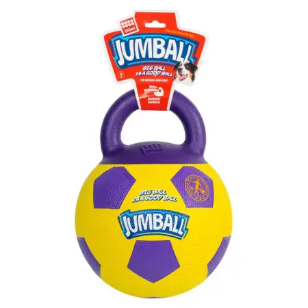 Іграшка для собак М'яч футбольний з ручкою GiGwi JUMBALL, гума, 26 см