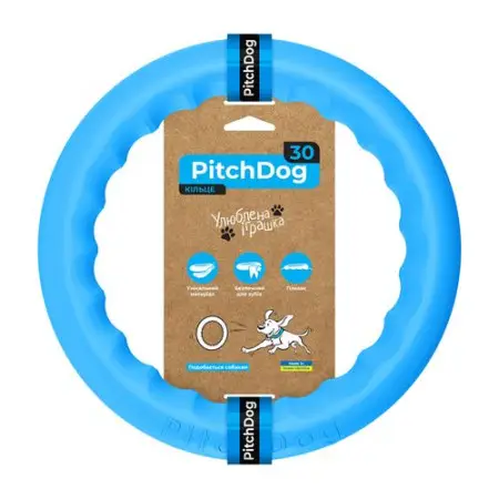 Кольцо для апортировки PitchDog30, диаметр 28 см голубой