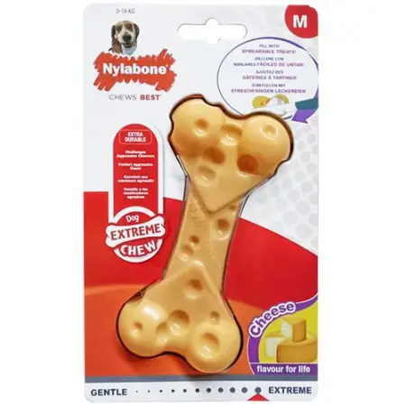 Nylabone Extreme Chew Cheese Bone НІЛАБОН СИРНА КІСТКА жувальна іграшка M, для собак до 16 кг, смак сиру