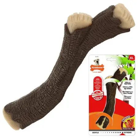 Nylabone Extreme Chew Wooden Stick НІЛАБОН ГІЛКА жувальна іграшка XL, для собак від 23 кг, смак бекону