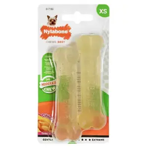 Nylabone Flexi Chew Twin Pack НІЛАБОН ФЛЕКСІ ЧЬЮ жувальна іграшка кістка XS для собак до 7 кг з помірним стилем гризіння, смак курки