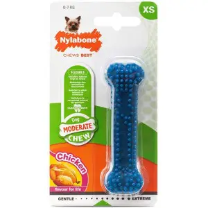 Nylabone Moderate Chew Dental Bone НІЛАБОН ДЕНТАЛ БОУН жувальна іграшка XS, для собак до 7 кг, смак курки