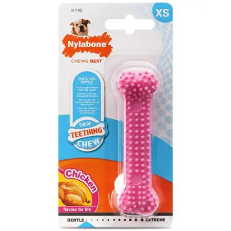 Nylabone Puppy Chew Dental Bone НІЛАБОН ДЕНТАЛ БОУН жувальна іграшка кістка XS, для цуценят до 7 кг, смак курки