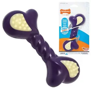 Nylabone Puppy Chew Double Action НІЛАБОН ПОДВІЙНА ДІЯ жувальна іграшка L, для цуценят до 11 кг, смак бекону