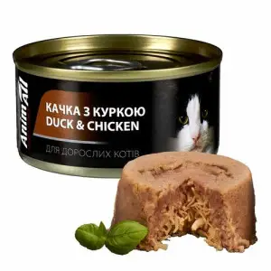 Вологий корм AnimAll для котів, качка та куриця в желе, 80 г