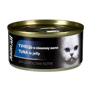Вологий корм для дорослих котів AnimAll Тунець у ніжному желе 85 г