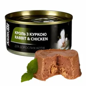Вологий корм AnimAll для котів з кролем та куркою в желе, 80г