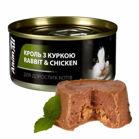 Вологий корм AnimAll для котів з кролем та куркою в желе, 80г