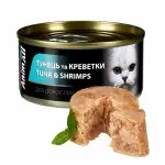 Вологий корм для дорослих котів AnimAll Тунець з Креветками 85г