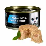 Влажный корм для взрослых кошек AnimAll Тунец с Курицей 85г
