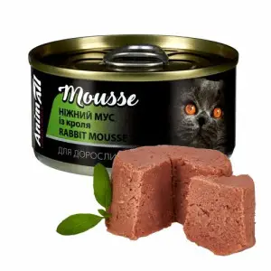 Вологий корм AnimAll для котів ніжний мус із кроля, 80г