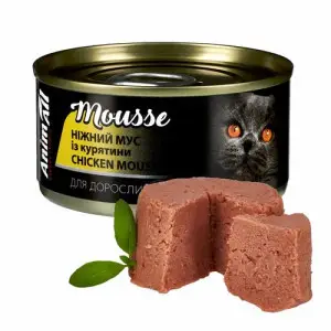 Вологий корм AnimAll для котів ніжний мус із курки, 80г