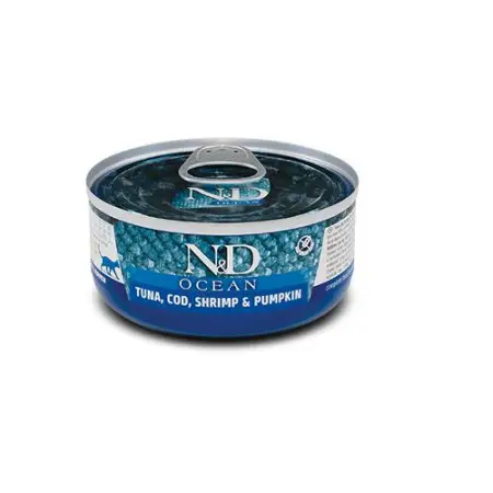 Вологий беззерновий корм Farmina N&D Grain Free Cat Adult Tuna, Cod, Shrimp & Pumpkin для котів, тунець, креветка, гарбуз, 70 г