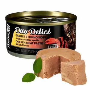 Вологий корм для котів Duo Delice Паштет з курки зі шматочками краба, 80г