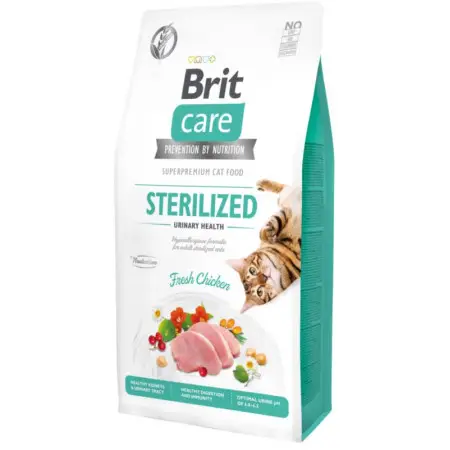 Сухой корм Brit Care Cat GF Sterilized Urinary Health для стерилизованных кошек, с курицей, 7 кг