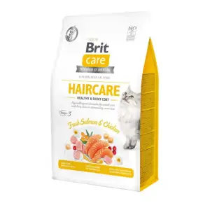 Сухой корм Brit Care Cat GF Haircare Healthy & Shiny Coat для кошек, уход за кожей и шерстью, лосось и курица, 400 г